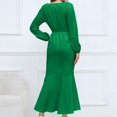 thumbnail image 6 of IROINNID Maxi Dress for Women Vintage V Neck Long Sleeve Solid Mermaid Skirt Dresses ,Green, 6 of 8