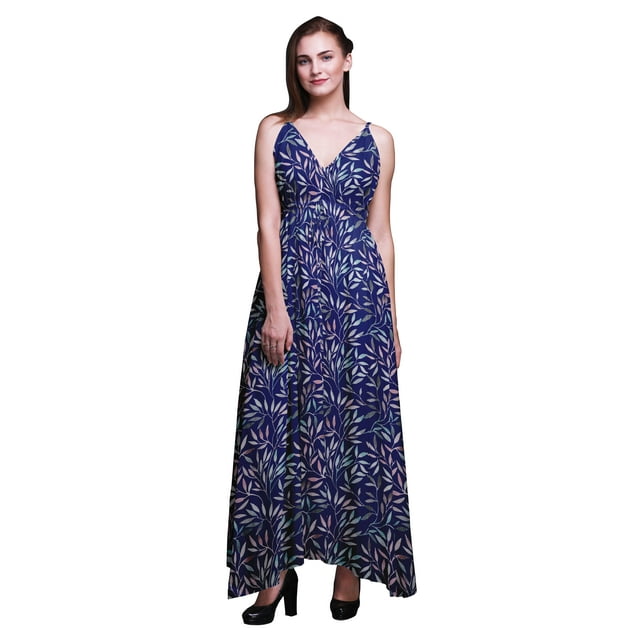 Bimba Robe Longue Maxi de Plage pour Femmes à Imprimé Floral, à Bretelles, Tenue de Villégiature d'Été - X-Grand