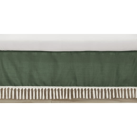 Diamond Tuft Dark Sage Green and Ivory Dust Ruffle Crib Skirt Boy or Girl Gender Neutral Unisex by Sweet Jojo Designs