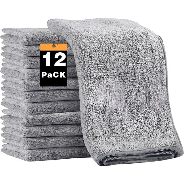 12 PCS-Trapos de Cocina-Microfibra, Trapos Multifuncional, Cocina Accesorios Productos de Limpieza Del Hogar para Abrillantador de Coches/Ventana/Vidrio, Grueso, Absorbente de Agua, Lavado Duradero