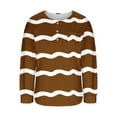 thumbnail image 5 of Womens Long Sleeve T-Shirts Long Sleeve Chest Pocket Button Henley Neck Striped Graphic Tunic Tops Loose Casual Tees (L, Brown 01), 5 of 7