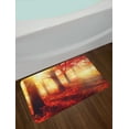 thumbnail image 2 of Woodland Bath Mat, Sun Beams through Misty Old Forest in Fall Season Morning View Dreamy Picture, Non-Slip Plush Mat Bathroom Kitchen Laundry Room Decor, 29.5 X 17.5 Inches, Yellow Red, Ambesonne, 2 of 2