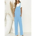 thumbnail image 2 of ShomPort Casual Button Suspender Overalls with Pockets for Women Summer Comfort Cotton Linen Jumpsuits, 2 of 8
