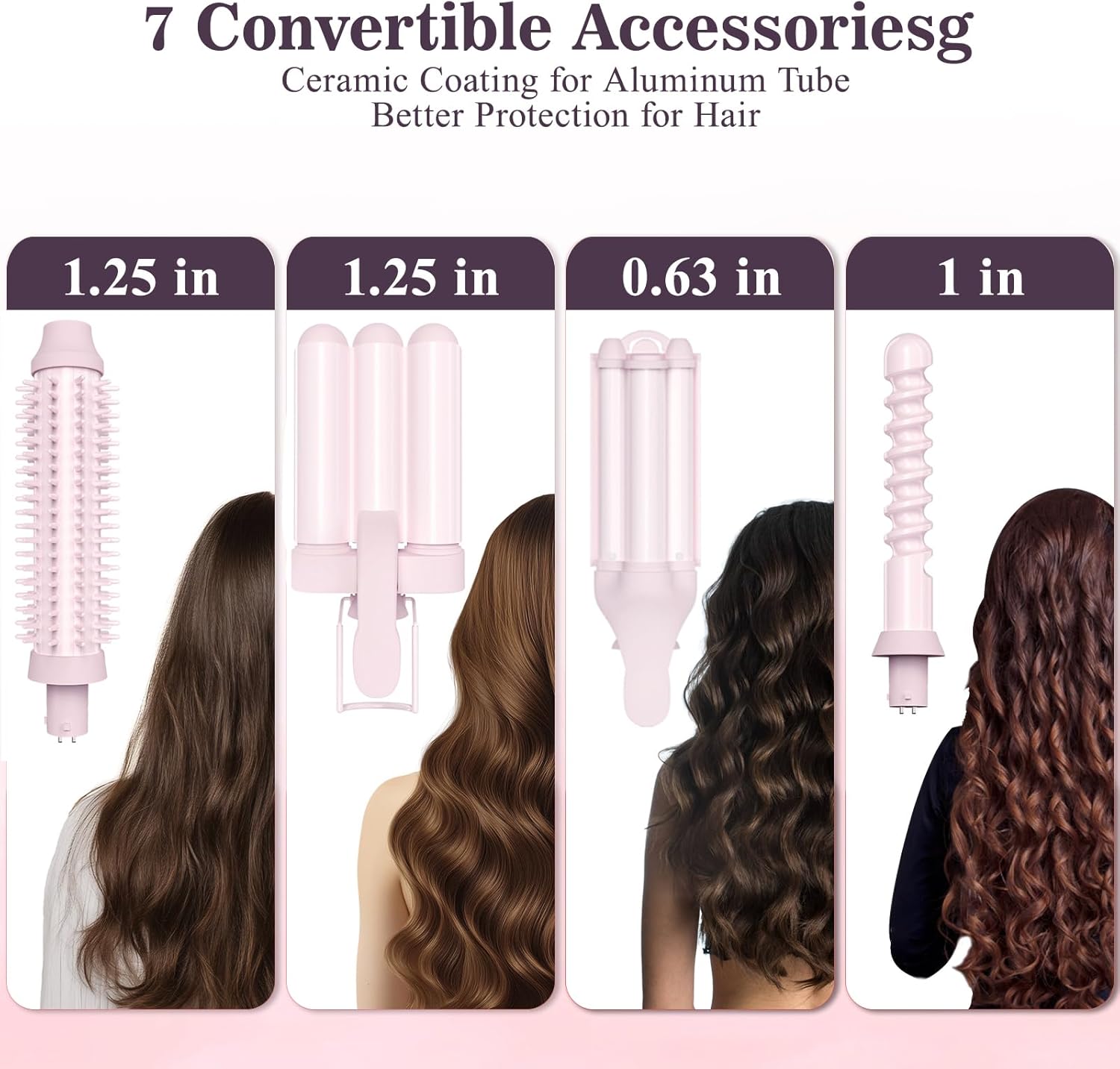 7-in-1 Curling Iron & Hair Waver Set with Interchangeable Barrels - Includes 3 Barrel Waver, Curling Wand & Brushes for All Hair Styles