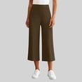 thumbnail image 2 of Costeam Womens High Waist Wide Leg Cropped Pants with Pockets Straight Fit Solid Color Office Casual Capri Trousers, 2 of 6