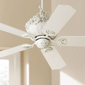 52 Casa Vieja Vintage Chic Ceiling Fan With Light Led Crystal Chandelier Rubbed White For Living Room Kitchen Bedroom Family