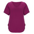thumbnail image 5 of Elainilye Fashion Shirts Women Casual Off The Shoulder Lace Regular Fit Short Sleeve Tops V-Neck Shirt Tops,Red, 5 of 9