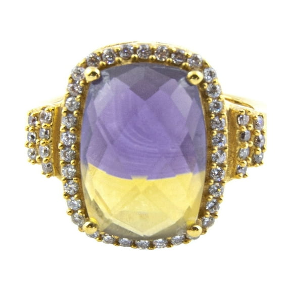 Gold Coast 14K Yellow Gold Plated Emerald Cut Ametrine Statement Ring Size 6