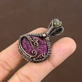 thumbnail image 3 of Natural Titanium Druzy, Labradorite Gemstone Copper Wire Wrap Pendant 1.77", 3 of 4