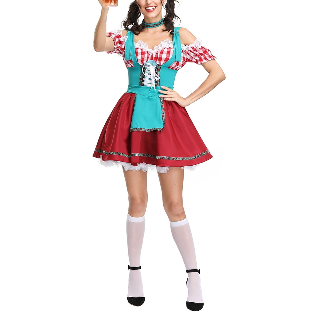 Tights Ladies Fancy Dress Oktoberfest Adults Costume Bavarian Tavern Maid 