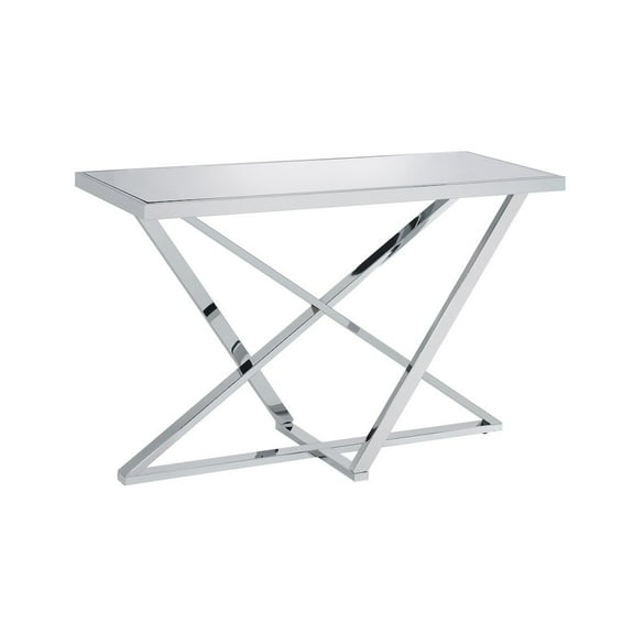Furniture of America Ludington Contemporary Metal Sofa Table in Chrome