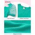 thumbnail image 3 of PatPat Girls Bubble Sleeve Swiss Dot Mesh T-Shirt Short Sleeve Crew Neck Solid Color Tops 7-8 Y, 3 of 6