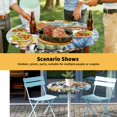 thumbnail image 6 of Elastic Fitted Round Tablecloth, Spring Dog Waterproof Stretch Table Cover for 55"-60" Tables, Sunflower Daisy Botanical Blue Plaid Washable Outdoor Tablecloths for Patio, Picnic, Camping, 6 of 9