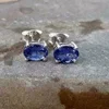 4.00 Ct Oval Cut Simulated Blue Tanzanite Earrings 14K White Gold Plated Silver