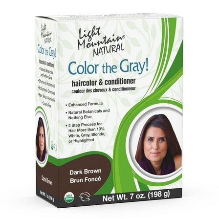 Light Mountain Color The Gray Natural Hair Color And Conditioner, Dark Brown - 7 Oz