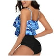 thumbnail image 3 of Gibobby Two Piece Blouson Tankini Swimsuits for Women Tummy Control Bathing Suits Modest Tankini Top with Bikini Bottom(Dark Blue,M), 3 of 9