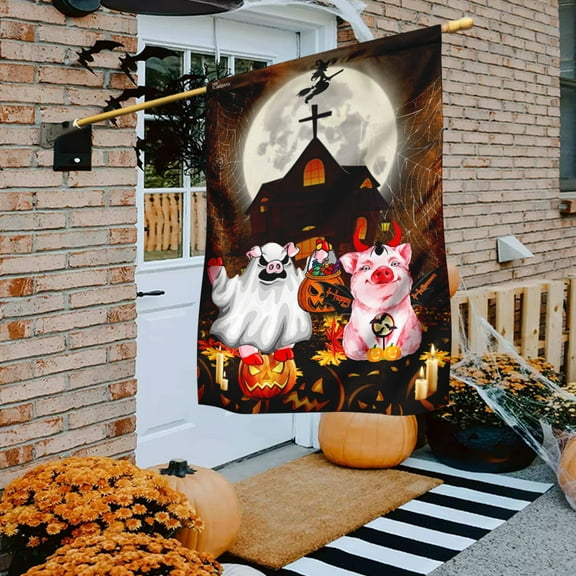 Flagwix Halloween Flag, Pigs Costume Halloween Decoration, Fall Decor, Outdoor Canvas Double-sided Printed Flag 30x40 House Flag