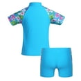thumbnail image 3 of MSemis Kids Girls Two Piece Swimwear Printed Rash Guard Swimming Shirt and Shorts, 3 of 5