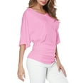 thumbnail image 1 of MKLEKYY Camiseta Camiseta Holgada Con Cuello En V Y Mangas Murciélago Para Mujer, Talla Grande, Dobladillo Doblado, Lisa, Talla Grande Talla XL, 1 of 3