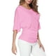 thumbnail image 1 of MKLEKYY Camiseta Camiseta Holgada Con Cuello En V Y Mangas Murciélago Para Mujer, Talla Grande, Dobladillo Doblado, Lisa, Talla Grande Talla XL, 1 of 3