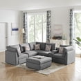 thumbnail image 3 of Amira Gray Fabric Reversible Sectional Sofa with USB Console and Ottoman, 3 of 5
