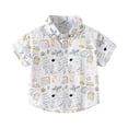 thumbnail image 2 of LYMAYTER Baby Boys Button down Short Sleeve Shirts Summer Cartoon Print Dress Shirt Tops for Toddler Kids 2-10Y, 2 of 10