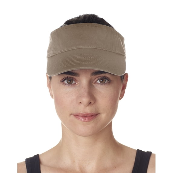 UltraClub 8103 Adult Classic Cut Chino Cotton Twill Visor - Khaki - One Size
