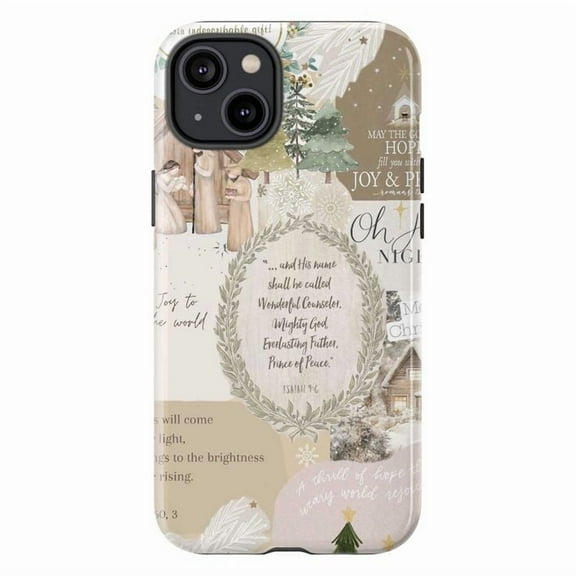 Christian Christmas Collage Phone Case, Nativity Scripture Holiday Design Protective iPhone Cover for iPhone 17 16 15 14 13 12 11 Pro Plus Mini