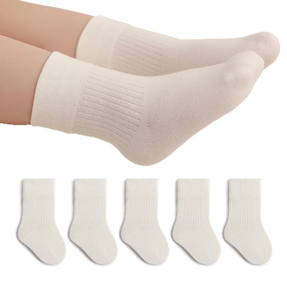 LYMAYTER ‌‌Toddler Infant Unisex Crew Socks Breathable Ankle 5 Pair for Girls Boys Adolescent 0-12Y