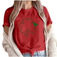 thumbnail image 2 of Puntoco Liquidación de camisetas cortas para mujer Camiseta de manga corta con cuello redondo y estampado informal a la moda para mujer, 2 of 4