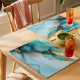 thumbnail image 4 of Turquoise Gold Marble Placemats Set of 12 Abstract Simple Teal Geometric Place Mats Indoor Wipeable Table Mats Washable Cloth Dining Table Placemats for Kitchen Holiday Party Home Decor 13x19 Inch, 4 of 9