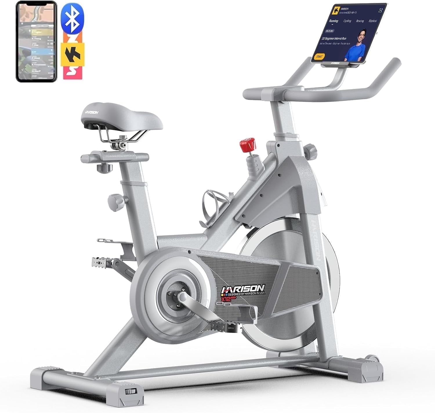 HARISON Exercise Bikes 350lbs Capacity with Bluetooth, Stationary Bikes for Home with iPad Holder & Comfortable Seat Cushion