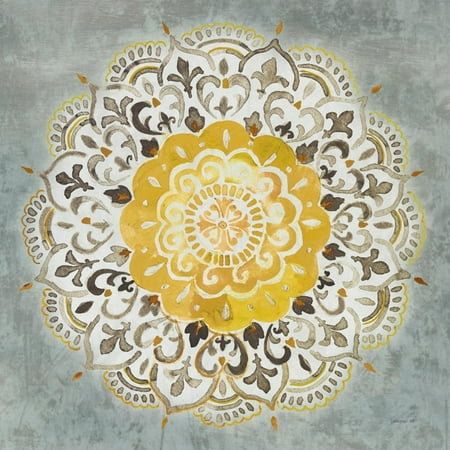 Art.com Mandala Delight IV Yellow Grey Art Print by Danhui Nai, 16" x 16"