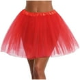 thumbnail image 3 of Skirts for Women Trendy New Tutus for Women Adult Tutus Skirts for Women 3 Layered Classic Elastic Tulles Skirts Festival Dancing Running Red One Size, 3 of 3