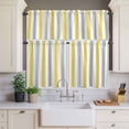 thumbnail image 4 of 3 Piece Kitchen Curtains and Valances Set Yellow Grey Striped Cafe Curtains 36 Inch Length Geometric Vertical Stripes White Valance & Tier Curtain for Living Room Bedroom Window 54"x18"+27"x36"*2, 4 of 6