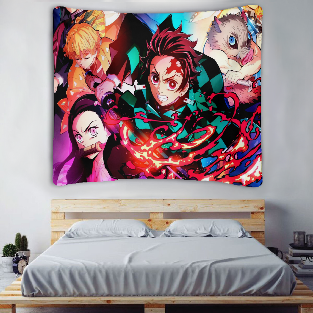 Demon Slayer Wall Tapestry Anime Style Bedroom Aesthetic ...