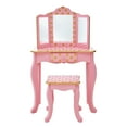 thumbnail image 3 of Fantasy Fields Gisele Princess Polka Dot Wooden Kids Play Vanity Set with Tri-Fold Mirror & Stool, Pink & Gold, 3 of 11