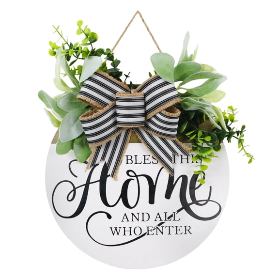 Round Wood Welcome Sign for Front Door - 12x12 Inch Rustic Wall Hanging Decor for Porch,Fence,and All Season Display
