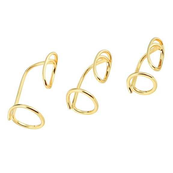Uonlytech 3pcs Open Rings Nail Decoration Golden Copper Adjustable Jewelry for Women