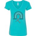 thumbnail image 3 of Inktastic Parkinson's Awareness Ribbon Rainbow Women's V-Neck T-Shirt, 3 of 5