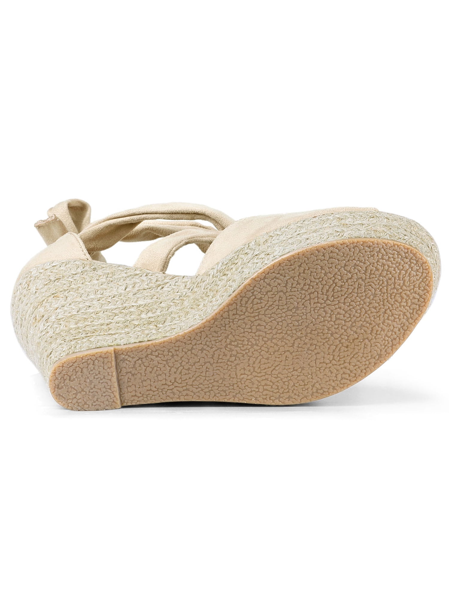 DARING DIVA Women's Lace Up Espadrilles Platform Wedges Sandals Beige 7.5