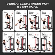 LNOW Multi-Station Home Gym 450LB Power Tower Cable Machine with Pull Up Bar Dip Station for Strength Training