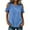02-Blue, variant on Women's Crew Neck Cold Shoulder Cotton Linen Top Short Sleeve Ruffle Trim Casual Blouse Button Embellishment