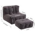 thumbnail image 3 of Fluffy bean bag chair, comfortable bean bag for adults, super soft lazy sofa chair with memory foam and ottoman, indoor modern focus bean bag chair for living room, bedroom, apartment,Black, 3 of 9