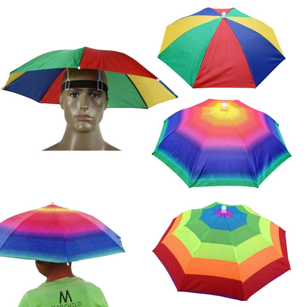 3 Pack of Umbrella Hats Funny Rainbow Umbrella Hat Novelty Rain Cap Protective Wet Sun Weather