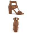 thumbnail image 4 of Women's Heels Heels for Women Dressy Comfy Heels Heeled Sandals Women's Sandals Summer Block Heels Buckle up Sandal Women Cut Out Peep Toe Zipper Block Heel High heel 3 Inch Pumps Brown 7, 4 of 5