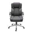 thumbnail image 2 of CorLiving Leon Faux Leather PU Fabric Upholstered Adjustable Height Lumbar Support Tilting Executive Adult Office Chair, Grey, 2 of 7