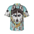 thumbnail image 3 of Uemuo Husky With Dreamcatcher Printed Regular Fit Short Sleeve Casual Hawaiian Shirt for Men,Aloha shirt,Tropical shirt,Floral print shirt,Vacation Beach shirt-3X-Large, 3 of 9