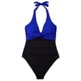 thumbnail image 5 of ZJXFGS Women V Neck One Piece Swimsuit,Tummy Control Deep V Neck Straps Tie Bathing Suit Tie Back Slimming V Neck Swimwear Leopard Print Swimsuits Backless Bathing Suit Blue 2XL, 5 of 7