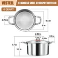 thumbnail image 5 of Vesteel 6 Qt Tri-Ply Stainless Steel Stock Pot, 6 Quart Stockpot Pasta Cooking Cookware with Visible Lid for Soup, 5 of 7